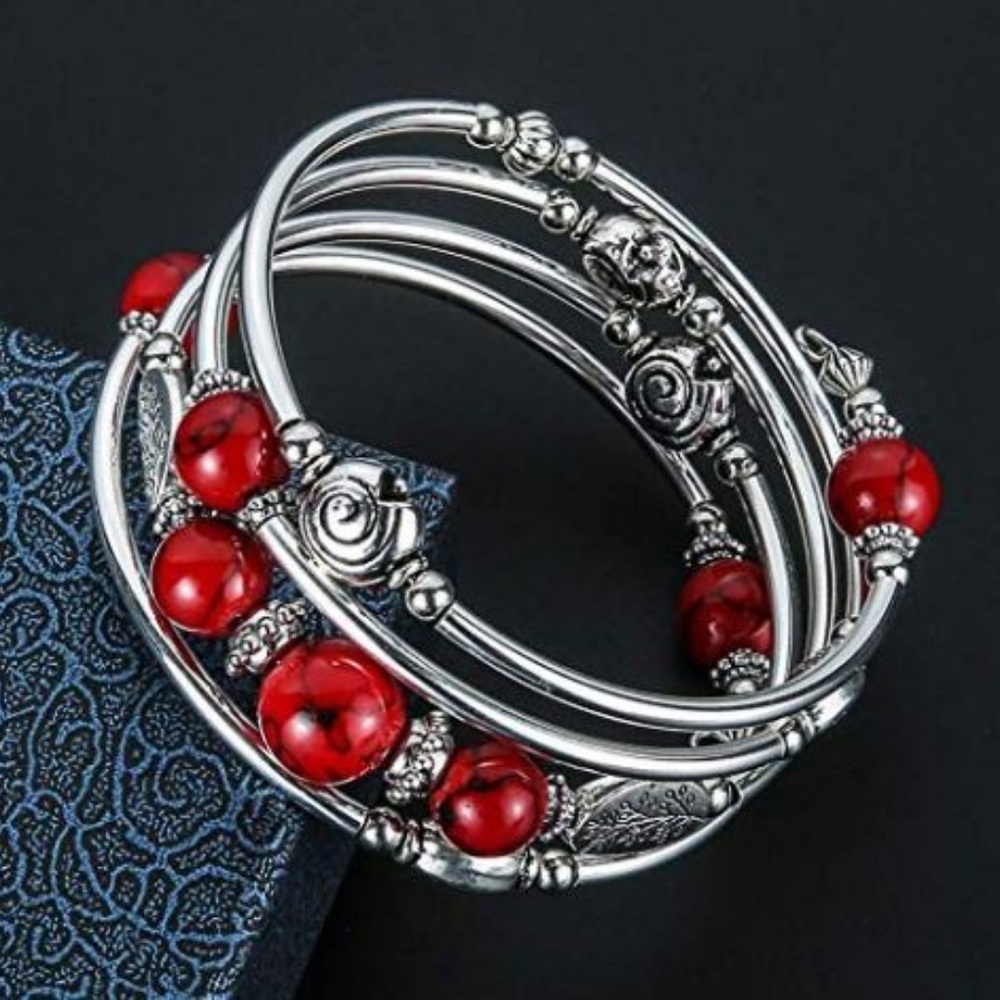 BRAND NEW Beaded Pearl Bangle Wrap Bracelet